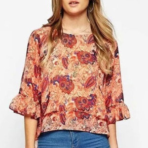 paisley floral print short blouse