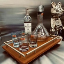 leather tray + glass set