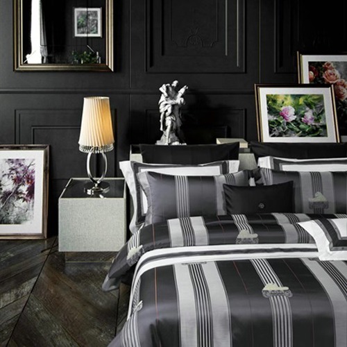 H striped silk bedding set [2color]